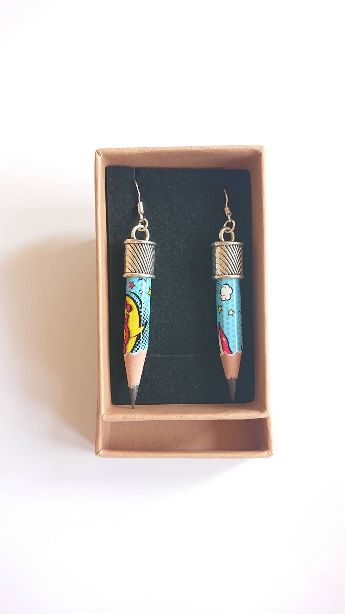 Pop art earrings. 925 sterling silver hook earrings. Handmade Etsy
