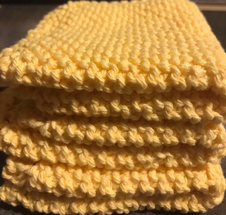 Yellow Scrubby, Kitchen Dishrag, Knit Yellow Sponge, Knit Dish Cloth,  Yellow Dish Scrubber, Eco Friendly Cloth, Sparkle Yellow Scrubber 