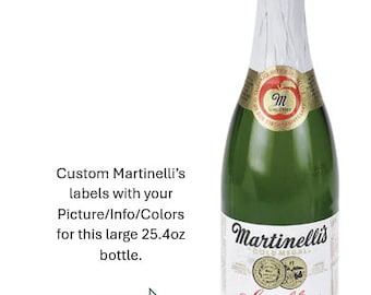 Large Cider/Wine Photo Labels - Custom Designed Labels for Wedding, Engagement, Anniversary, Birthday, Martinelli's 25.4oz.