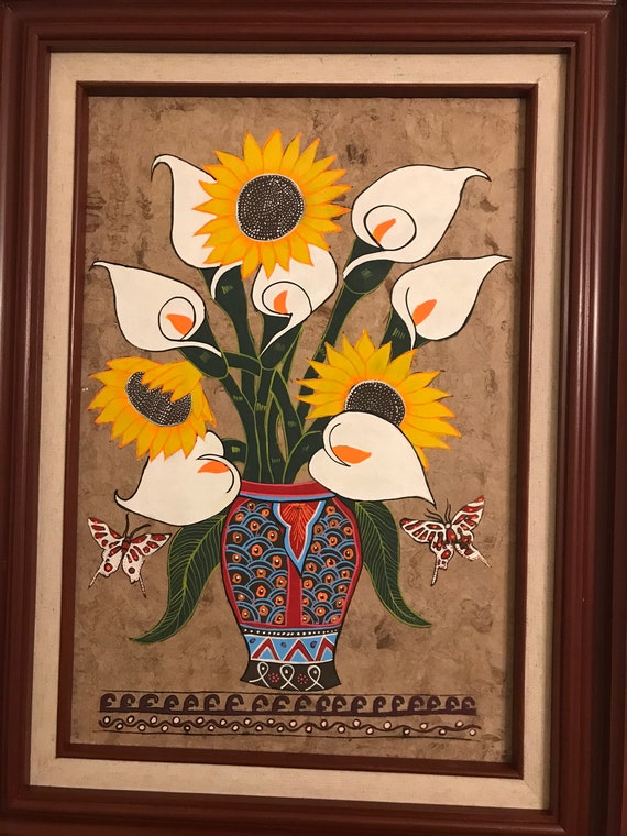 Large Wall Art. Alcatraz (lilies) and Sunflowers in a Vase With