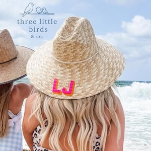 Group Discounts! Free and Quick Shipping - Monogrammed Straw Beach Women’s Sun Hat: Embroidered Lifeguard Style