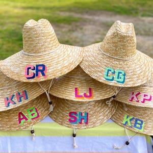 Group Discounts! Free and Quick Shipping - Monogrammed Straw Beach Women’s Sun Hat: Embroidered Lifeguard Style image 10