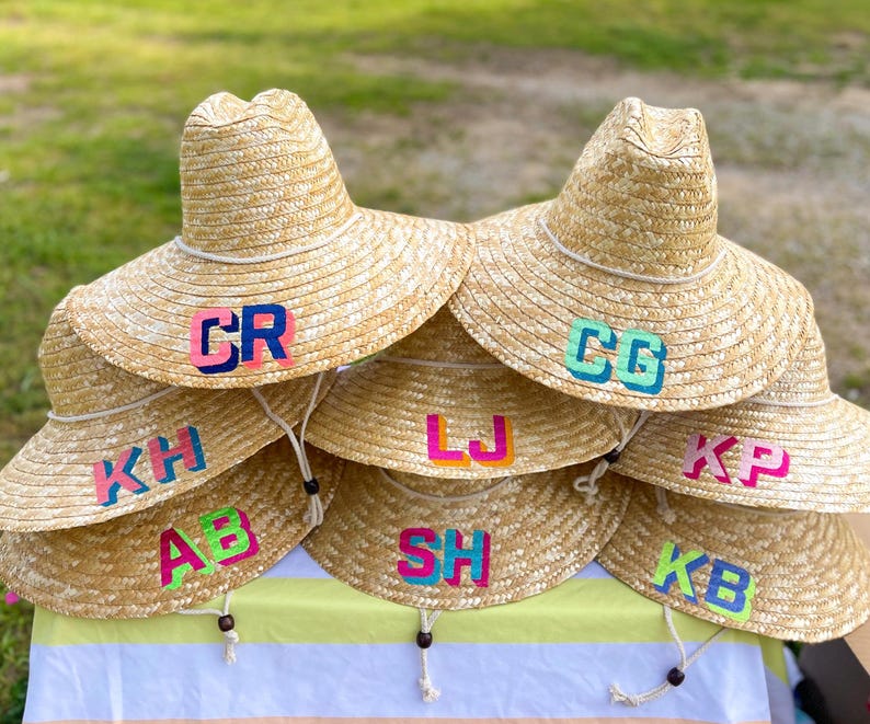 Group Discounts! Free and Quick Shipping - Monogrammed Straw Beach Women’s Sun Hat: Embroidered Lifeguard Style image 10