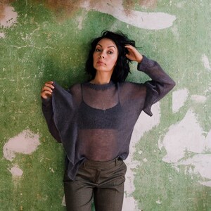 knit mohair sweater, knitwear, romantic sweater, seductive sweater, exclusive items, limited collection, mohair sweater, sweater with frills