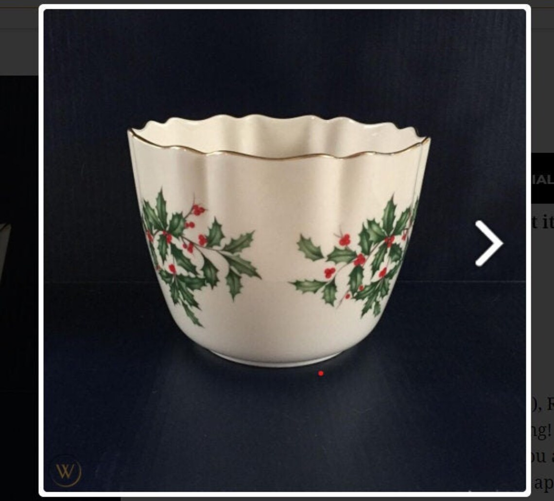 Lenox Christmas Holly Berry Large Cache Pot Vintage Etsy