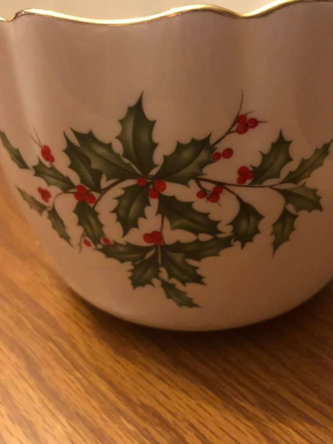 Lenox Christmas Holly Berry Large Cache Pot Vintage Etsy