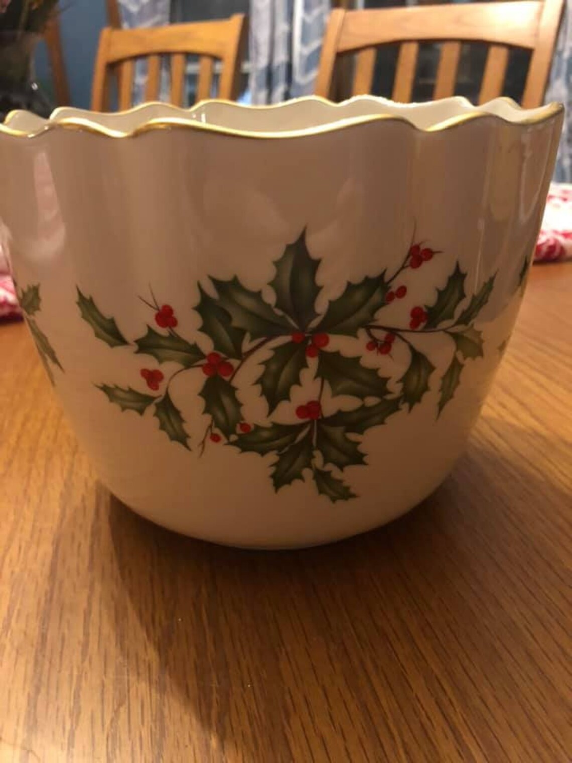 Lenox Christmas Holly Berry Large Cache Pot Vintage Etsy