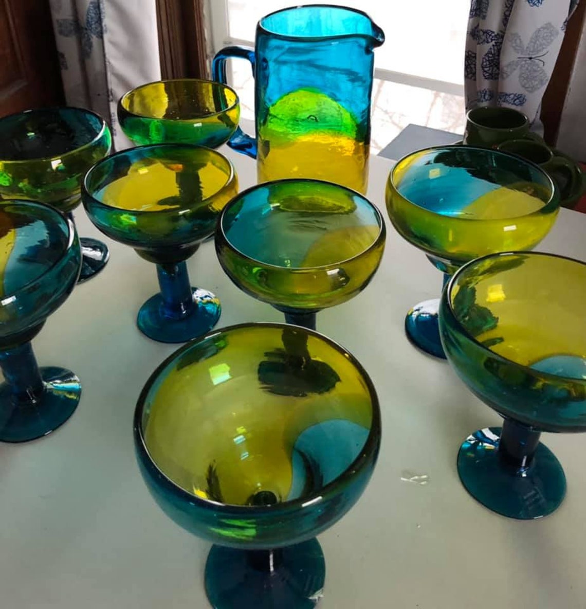 SET OF 9 Margarita Pitcher and 8 Glasses Crate and Barrel Etsy