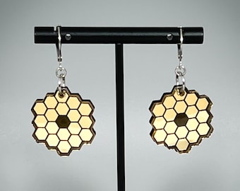 NASA James Webb Space Telescope JWST Earrings - Laser-Cut Mirrored Acrylic