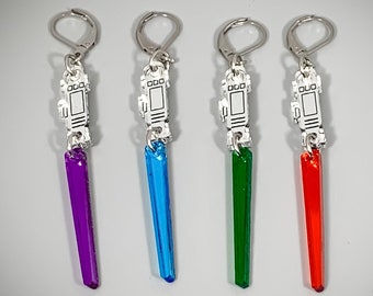 Lightsaber Earrings (Green, Blue, Purple, Red, or Custom Color) - Laser-Cut Mirrored Acrylic