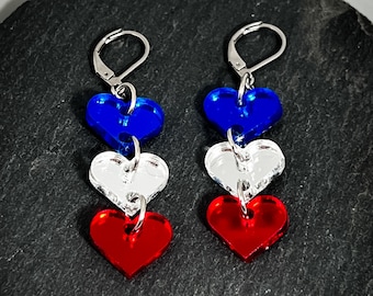 I Love the New England Patriots Earrings - Laser-Cut Mirror Acrylic