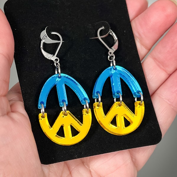 Ukraine Peace Symbol Earrings