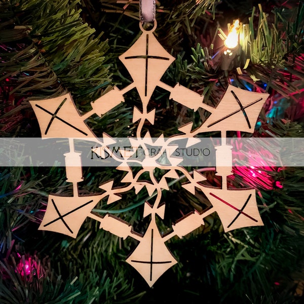 Kite Laser Cut Wood Snowflake Ornament