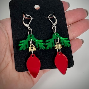 Christmas Ornament Earrings - Laser-Cut Mirrored Acrylic