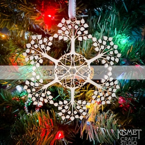 Tree of Life Arts & Crafts Style Laser Cut Wood Snowflake Ornament