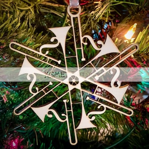 Trombone Laser Cut Wood Snowflake Ornament