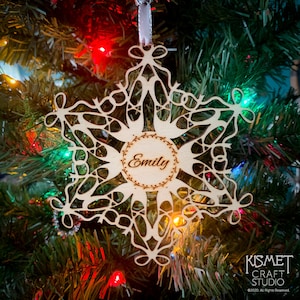 Personalized Ballet Dance Laser Cut Wood Snowflake Ornament