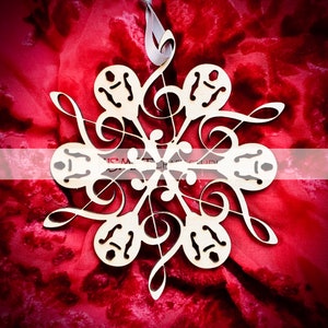 A-Style Mandolin Musical Instrument Laser Cut Wood Snowflake Ornament