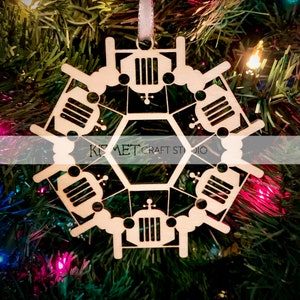 Antique Car Laser Cut Wood Snowflake Ornament