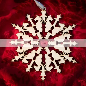 Chess Pieces Laser Cut Wood Snowflake Ornament