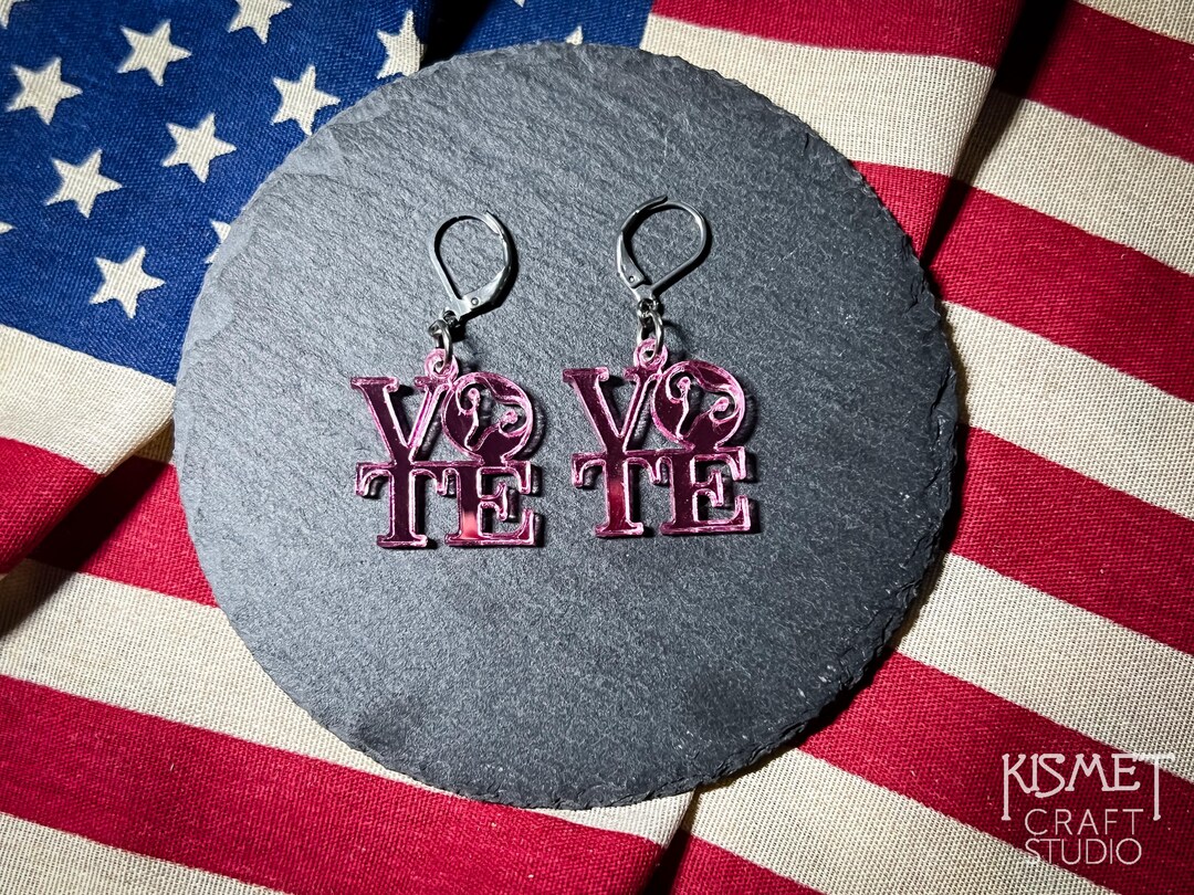 VOTE Earrings - PINK Reproductive Rights - Laser-cut Mirrored Acrylic ...