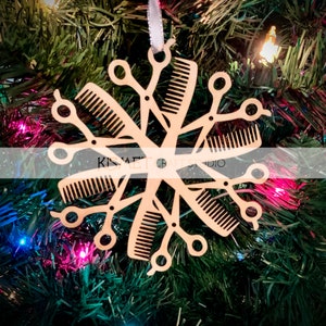 Hair Stylist Laser Cut Wood Snowflake Ornament (THE ORIGINAL - designed by us!)