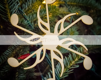 Music Note Laser Cut Wood Snowflake Ornament