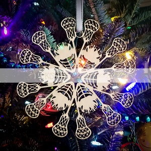 LACROSSE Laser Cut Wood Snowflake Ornament