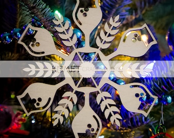 BEER Brewery Laser Cut Wood Snowflake Ornament