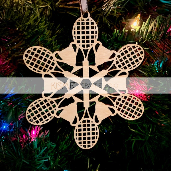 Tennis Laser Cut Wood Snowflake Ornament