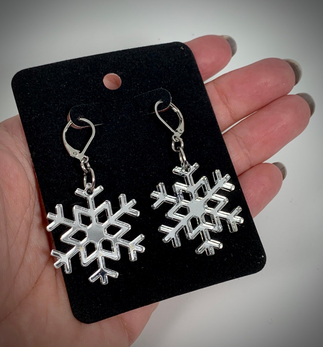 Boucles d'oreilles flocon de neige de Noël Acrylique miroir découpé — free download