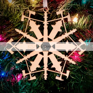 Firefighter Laser Cut Wood Snowflake Ornament