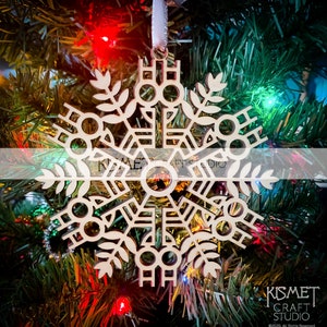 HOPE Arts & Crafts Style Laser Cut Wood Snowflake Ornament