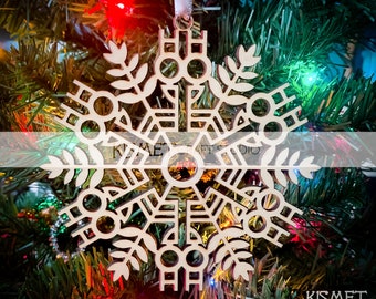 HOPE Arts & Crafts Style Laser Cut Wood Snowflake Ornament
