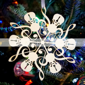 Violin Laser Cut Wood Snowflake Ornament