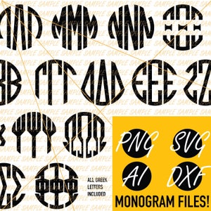 Griechisches Alphabet Monogramm Lasercut/Cricut SVG PNG DXF Illustrator Dateien