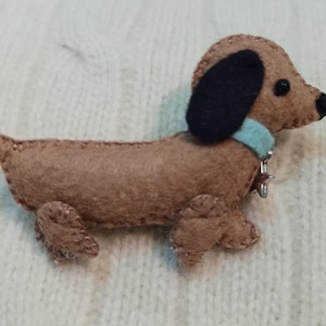 Dachshund Dog Whimsical Pin, Wool Felt Pin, #106