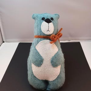 Cashmere Teal Medium Size Bear, Felted Wool Cashmere Sweaters, 10-inch Bears, # 24