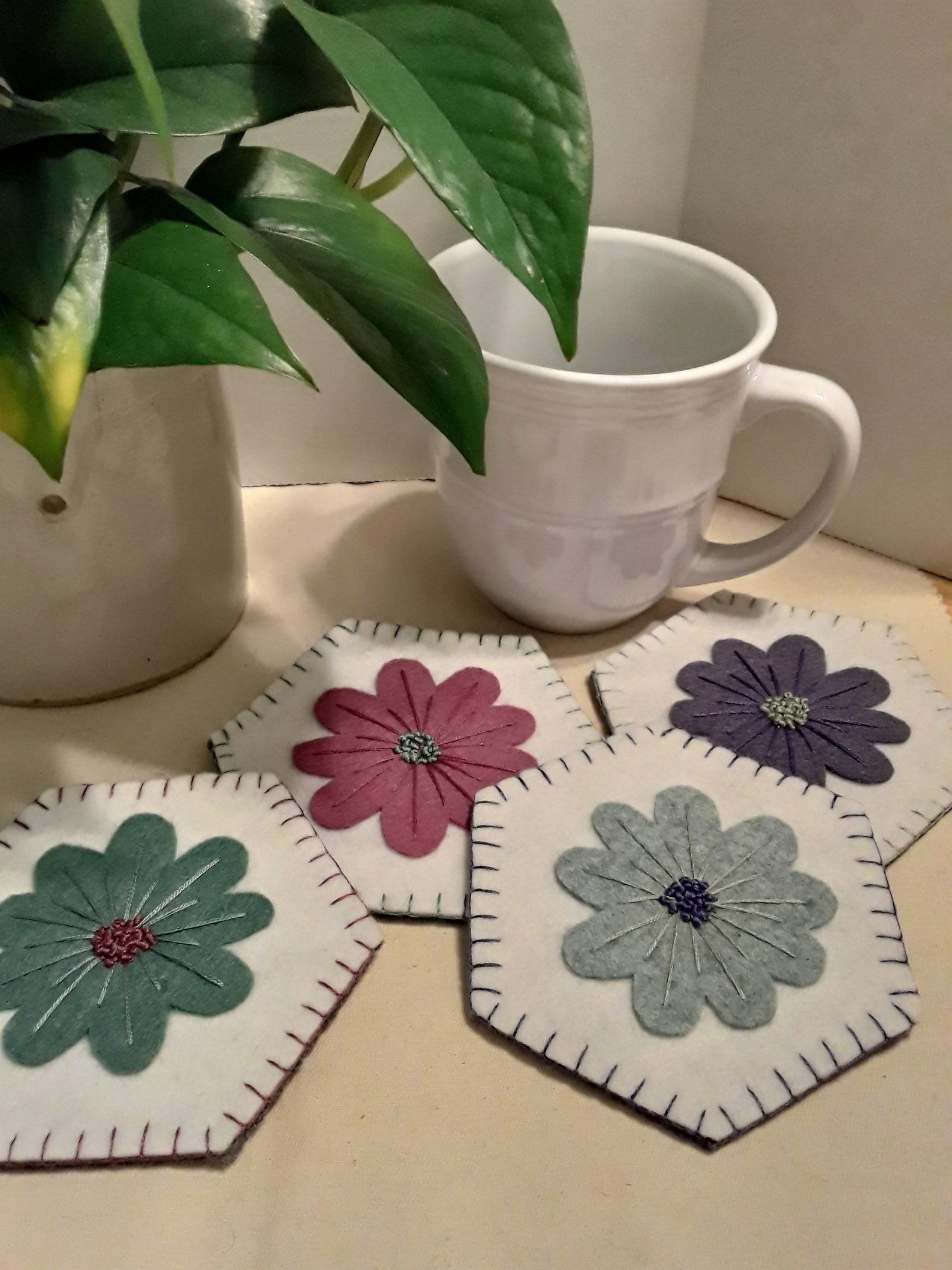 Flower Design Coasters set of 4 Etsy