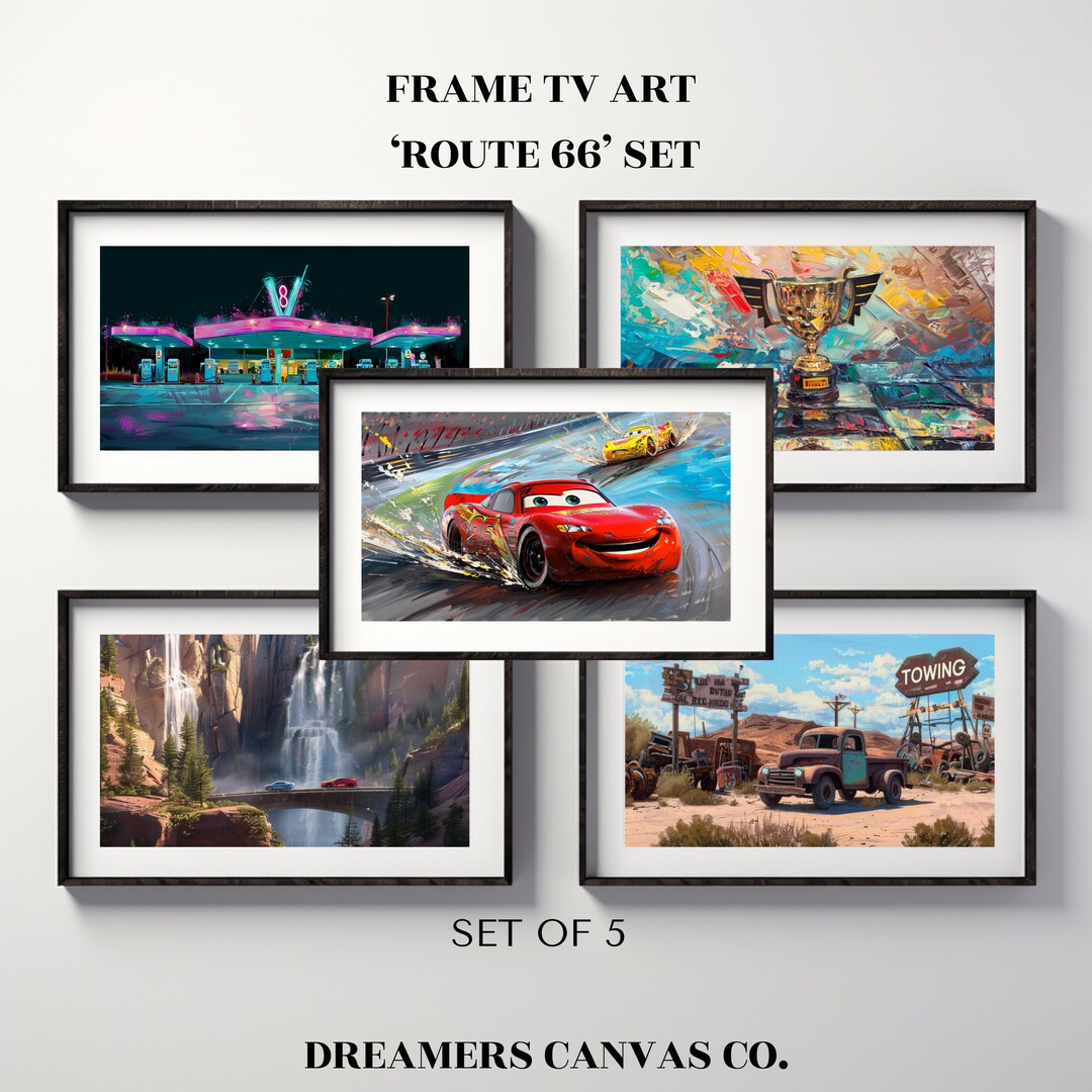 Samsung Frame TV Art - 'route 66' Set | Set of 5 Digital Art for Smart