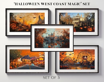 Samsung Frame TV Art - &#39;Halloween West Coast Magic&#39; | Set of 5 Digital Art for Smart TVs & Wall Displays | Spooky, Autumn TV Art