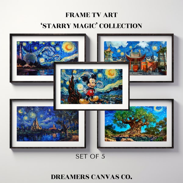 Samsung Frame TV Art - 'Starry Magic' Collection | Set of 5 Digital TV Wallpapers | Whimsical, Colorful TV Art, Oil Paintings