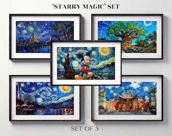 Samsung Frame TV Art - &#39;Sternenzauber&#39; | Set von 5 Digital-TV-Hintergründen | Bunte, bunte TV-Kunst, Ölgemälde | Freizeitpark Inspiriert