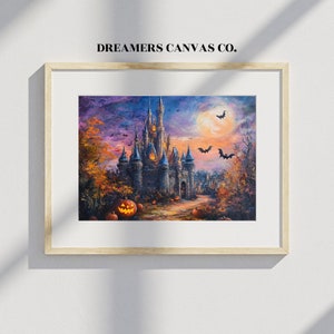 Spooky Castle Oil Painting Wall Art DIGITAL DOWNLOAD | Printable Artwork | Cinderella Castle, Halloween Wall Art