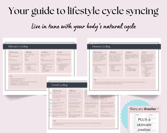 Printable Lifestyle Cycle Syncing Guides - Charts for Menstrual Cycle Syncing. Printable PDF Files + Non-Toxic Products + Skincare Routine