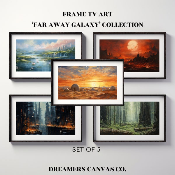 Samsung Frame TV Art - 'Far Away Galaxy' Collection | Set of 5 Digital TV Wallpapers | Fantasy, Oil Painting TV Art