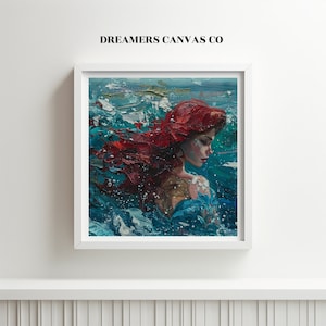 Mermaid Princess Oil Painting Wall Art DIGITAL DOWNLOAD | Printable Artwork