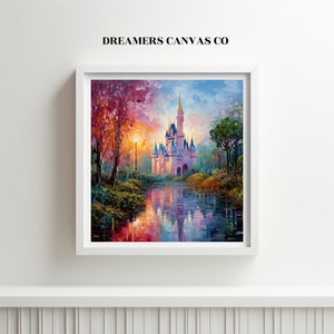 Colorful Cinderella Castle Oil Painting Wall Art DIGITAL DOWNLOAD | Printable Artwork