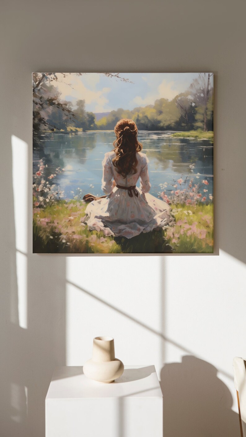 Printable Artwork Springtime Pond Oil Painting Wall Art DIGITAL ...