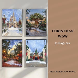 Weihnachten BTW Ölgemälde Wand Kunst Collage Set DIGITAL DOWNLOAD | Druckbare Grafik | Urlaub Freizeitpark Icons im Winter